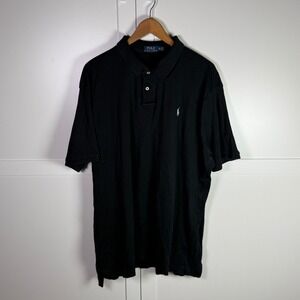 Polo Ralph Lauren Mens XXL Black Short Sleeve Cotton Polo Shirt White Pony Logo